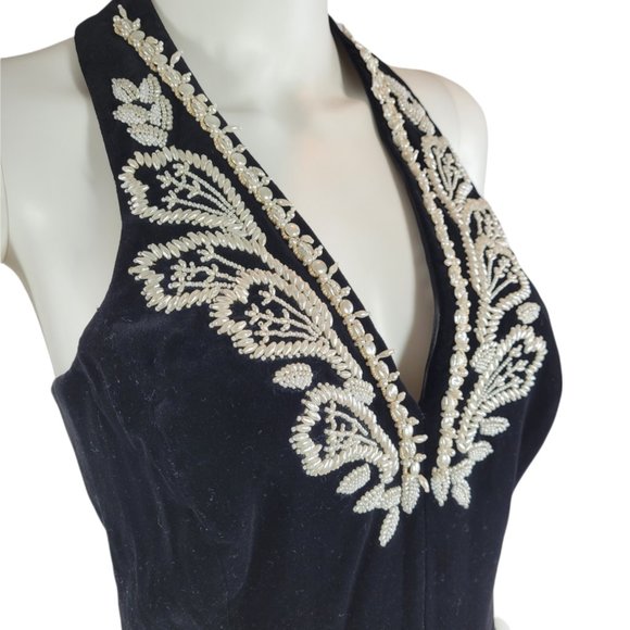 Escada Black Vintage Velvet Long Formal Dress - Picture 6 of 8